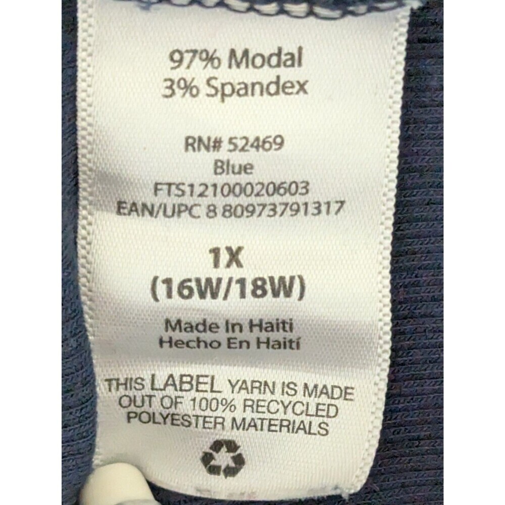 Terra & Sky Navy Blue Ribbed Scoop Neck Tank Top Modal Blend Plus Size 1X 16W-18 - Picture 6 of 7